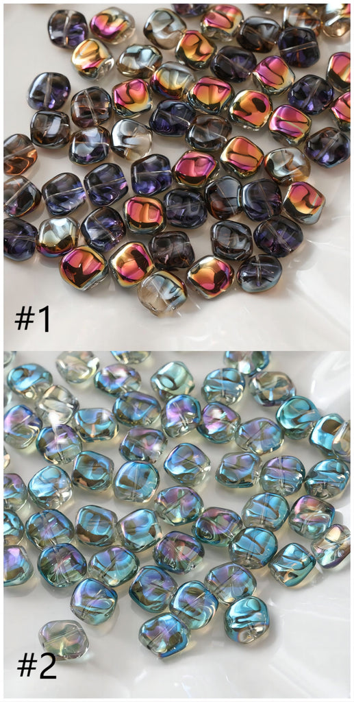 Irregular Square Glass Beads, 12x10mm, Crystal Glass Loose Beads for Jewelry Making, DIY Beads Finding GZ538