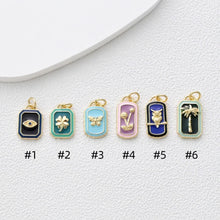 Load image into Gallery viewer, Enamel Card Charms Collections, Evil Eye, Flower Pendant, Owl Pendant , 18K Gold Plated, Necklace Making Charms, Jewelry Findings S1373