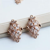 Flower Connector Charm, Cubic Zircon Crystal Flower Pendant, Real Gold Plated Brass Earring Charms, Jewelry Findings JY062-F157