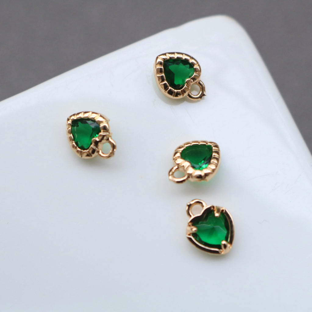 10pcs Tiny Heart Charms, Cubic Heart Charm,  18K Gold Plated CZ Pave Love Pendant, Necklace Making Pendants, Jewelry Findings HL064-F135