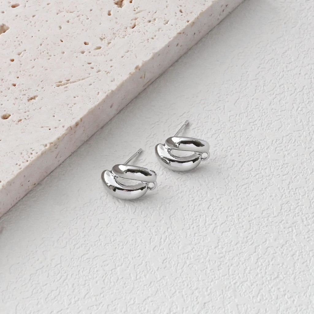 C Shape Ear Post, Nickel Free, S925 Silver Pin, 14*9.6mm, 18K Gold Plated Stud Earring Finding D0441