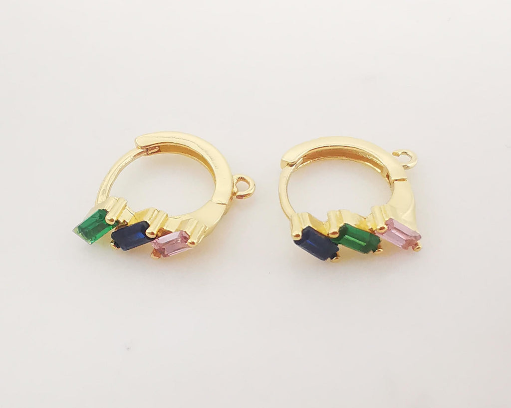 أقراط أذن مكعبة مرصعة بالكريستال مع حلقة، 13 مم، مطلية بالذهب عيار 18 قيراطًا، أقراط دائرية كبيرة S1057