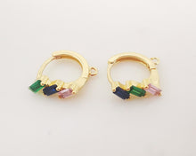 تحميل الصورة إلى عارض المعرض، أقراط أذن مكعبة مرصعة بالكريستال مع حلقة، 13 مم، مطلية بالذهب عيار 18 قيراطًا، أقراط دائرية كبيرة S1057