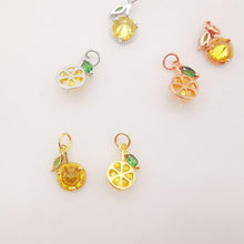 Load image into Gallery viewer, 10PCS 6x10mm Lemon Charms, 18K Gold Plated Cubic Pave Charms, Fruit Pendant,  Necklace charms, Jewelry Findings S611