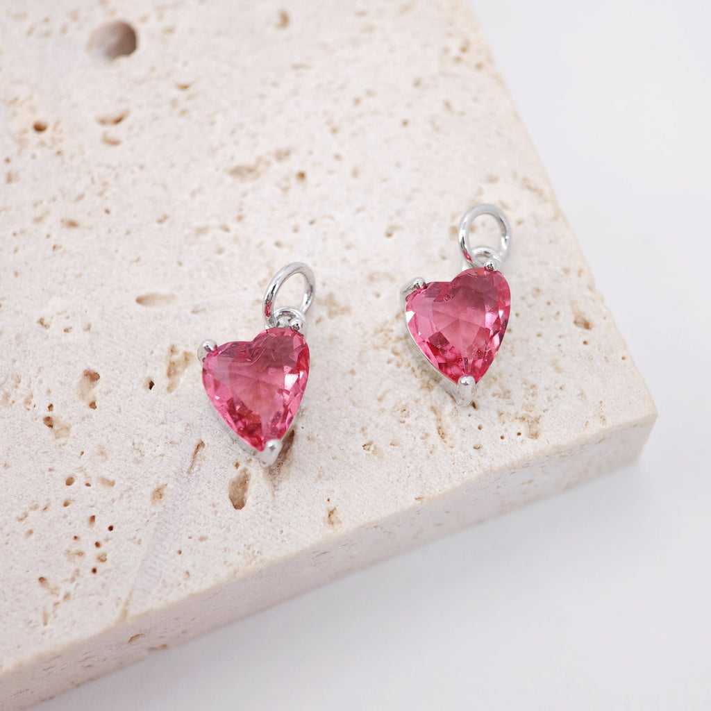 Crystal Tiny Heart Charms, Red Crystal, 18K Gold Plated Heart Pendant, Bracelet Necklace Making Pendants, Jewelry Findings S20243