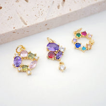 Load image into Gallery viewer, Rainbow Circle Pendant, Pave CZ Charm, 18K Gold Pendant, Bracelet Necklace Making, Gold Plated Jewelry Findings S20586