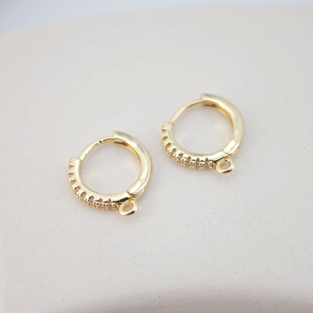 Cubic Zirconia Ear Hoops Multicolor Pave Crystal , 14.8*13.8mm, 18K Gold Plated Leverback Earrings, Huggie Hoops Earring D0156