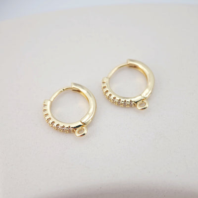 Cubic Zirconia Ear Hoops Multicolor Pave Crystal , 14.8*13.8mm, 18K Gold Plated Leverback Earrings, Huggie Hoops Earring D0156