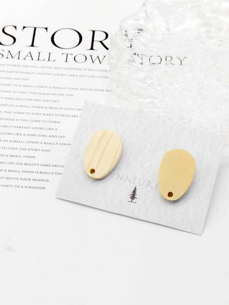 4PCS Wood Earrings, Oval Wooden Earrings for women, Reclaimed Ash Wood, Nickel Free, Geometric Statement Earrings Finding  JT902
