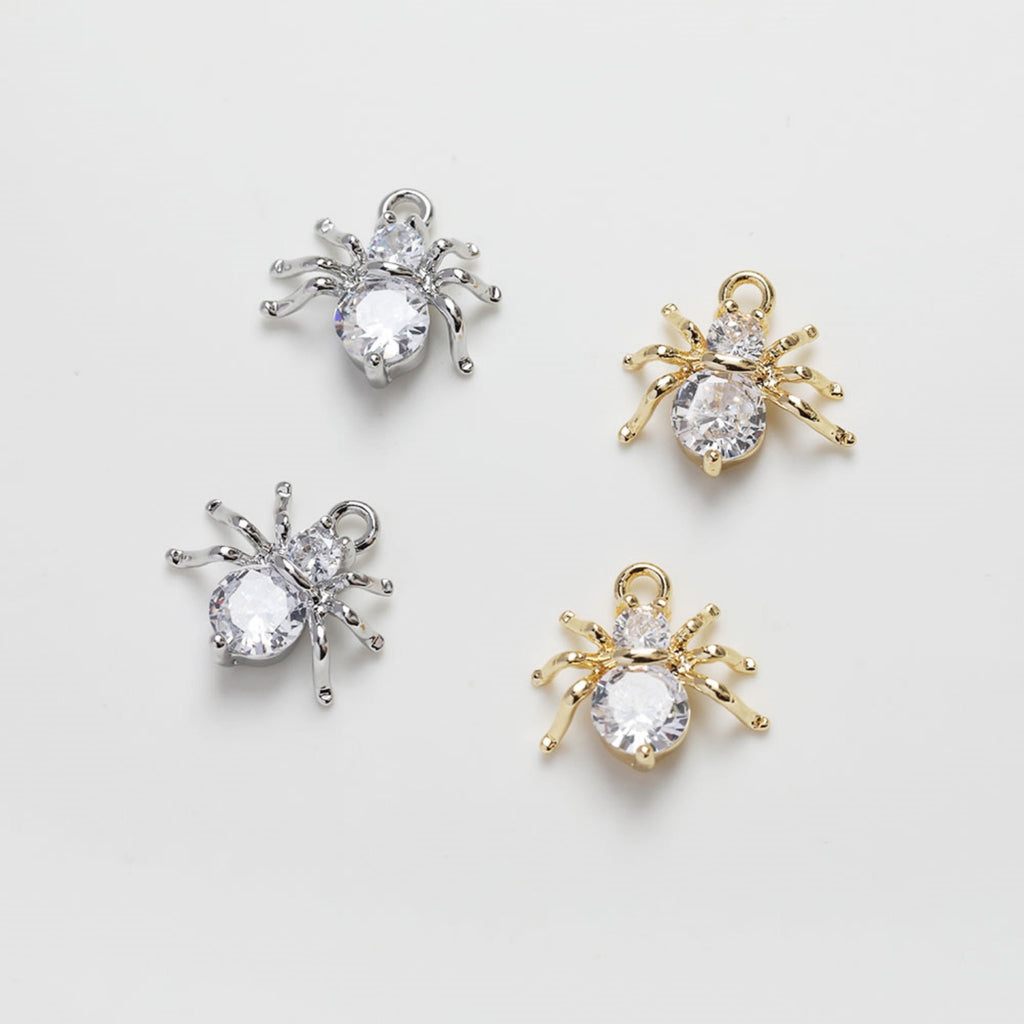 Spider Pendant Charm, Cubic Pave Pendant, 14K Gold/Silver Plated Pendant, Necklace Bracelet Making Charm, Jewelry Findings GZ226