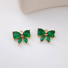 Load image into Gallery viewer, 2pcs CZ Pave Bow Tie Charm, Cubic Zircon Crystal Bow Tie Pendant, Necklace Pendant, 14K Real Gold Plated, Jewelry Findings STG006-F019