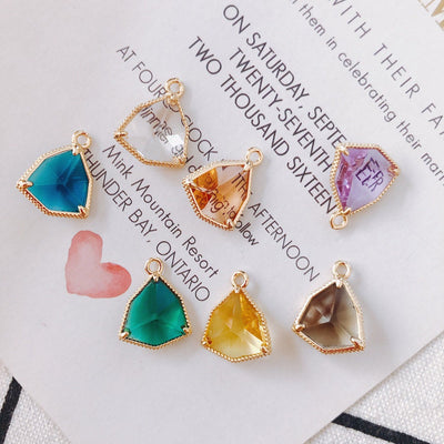 10pcs- Crystal Triangle Geometry Charms, 14K Gold Plated Crystal Pendant, Jewelry Findings MY073-F050