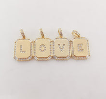 Load image into Gallery viewer, Cubic Alphabet Letter Card Charm, 18K Gold Plated CZ Micro Pave Initial Pendant, 25mm, Necklace Bracelet Earring Making S20312