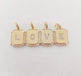 Cubic Alphabet Letter Card Charm, 18K Gold Plated CZ Micro Pave Initial Pendant, 25mm, Necklace Bracelet Earring Making S20312
