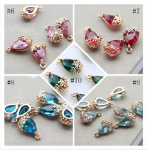 Load image into Gallery viewer, 10pcs- Crystal Tiny Teardrop Charms, 10 Colors You Choose, 14K Gold Plated Teardrop Pendant, 8*12mm, Jewelry Findings JY084-F112