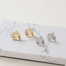 Load image into Gallery viewer, Hammered Irregular Earring Post, S925 Silver Pin, CZ Pave, Nickel Free Earrings, Irregular Shape Ear Stud with Loop JJ026-CX012