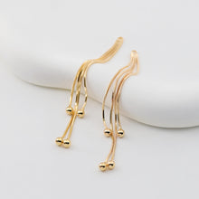 Load image into Gallery viewer, 10pcs Gold Chain Tassel Pendant, Gold Beads Snake Chain Charm, 18K Gold Plated Earring Chain Pendant, Earring Findings ZX086