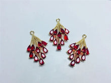 Load image into Gallery viewer, CZ Pave Leaf Charm, Cubic Zircon Crystal Leaf Pendant, CZ Earring Charms,  Real Gold Plated  Earring Charms, Jewelry Findings ZR007-F044