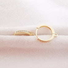 Load image into Gallery viewer, 10PCS Cubic Pave Ear Hoops, 15mm 14K Gold Plated Leverback Earrings, Huggie Hoops Earring Finding with Loops Z061