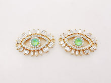 Load image into Gallery viewer, Evil Eye Connector Charm, 18K Gold Plated Micro CZ Pave Eye Connector, 15x21mm, Bracelet Making Charm, Jewelry Findings S316