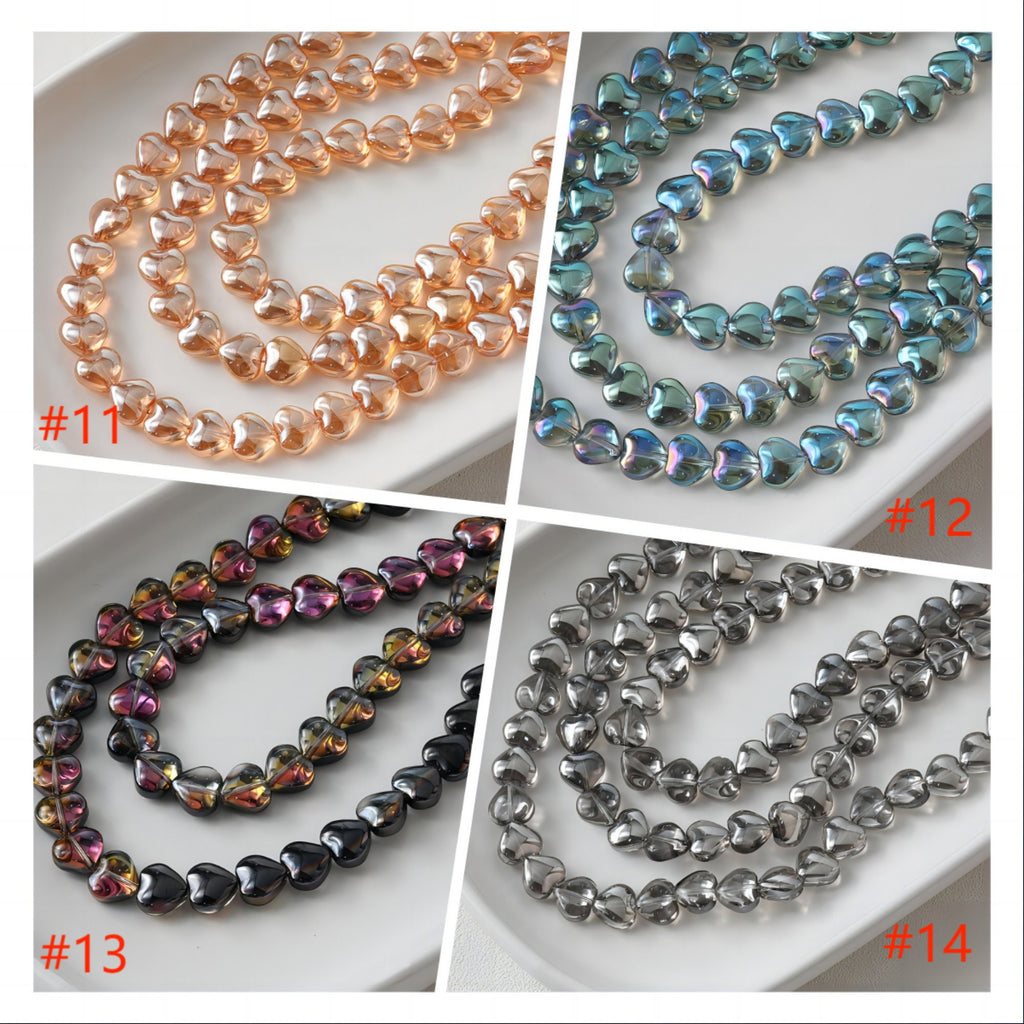 Heart Glass Beads, 12x10mm, Crystal Glass Loose Beads for Jewelry Making, DIY Beads Finding GZ540