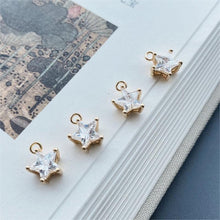 Load image into Gallery viewer, 20pcs CZ Pave Tiny Star Charm, Crystal Pendant, Earring Connectors, Real Gold Plated Brass Earring Charms, Jewelry Findings JY036-F048