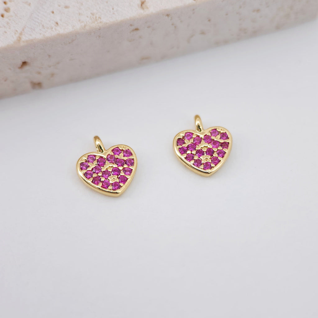 Cubic Heart Charms, 18K Gold Plated CZ Pave Love Charms, Bracelet Necklace Making Pendants, Jewelry Findings S20250