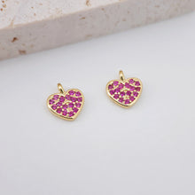 Load image into Gallery viewer, Cubic Heart Charms, 18K Gold Plated CZ Pave Love Charms, Bracelet Necklace Making Pendants, Jewelry Findings S20250