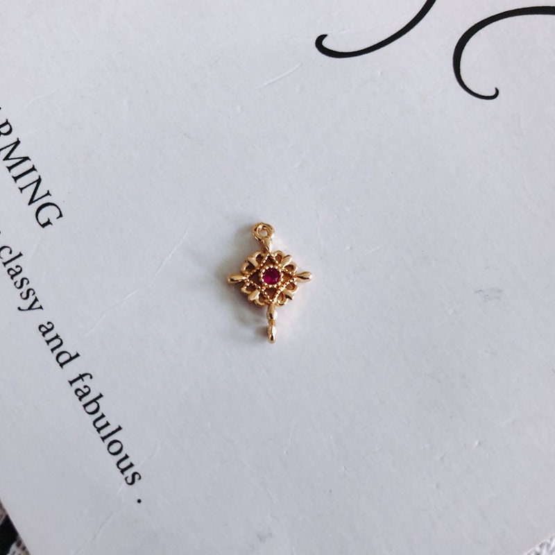 10 قطع من حُلي موصلات الزهور مع حلقات، موصلات بوهو، قلادة من الزركونيوم المكعب، صناعة أساور وقلادات، نتائج مجوهرات مطلية بالذهب MY032-F230