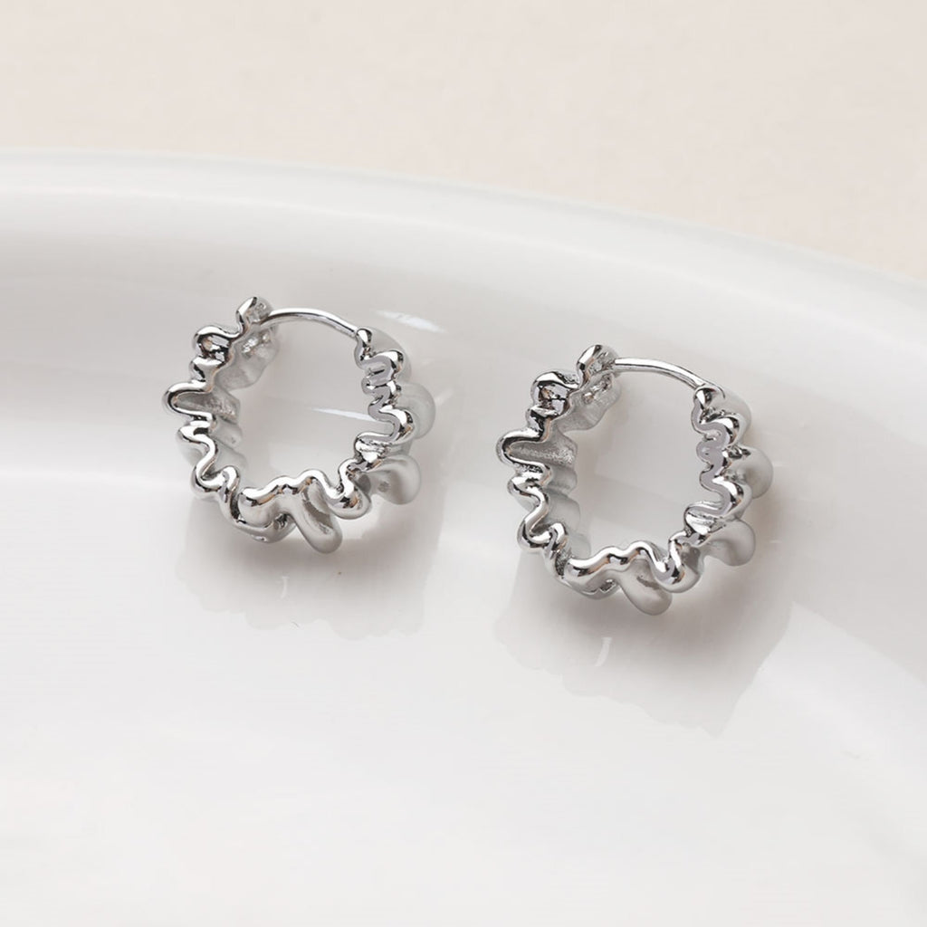 14K Gold Plated Fold Earring Post with loop, Gold Ruffles Post, for Jewelry Making GZ386-D0310