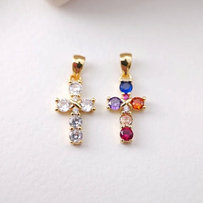 Cross Charms, CZ Pave Cross Pendant, Multiple Cross Styles, 18K Gold Plated Brass, Necklace Making Charms, Jewelry Findings S1198