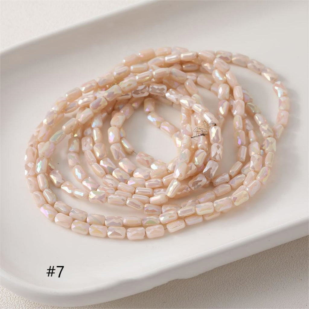 Rectangular Cut Faceted Glass Beads, 6.4*4.1mm , Crystal Glass Loose Beads for Jewelry Making, DIY Beads Finding GZ552