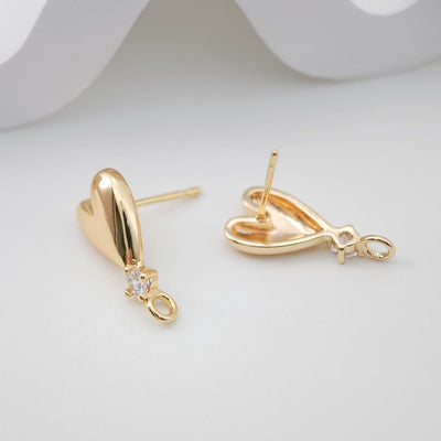 قرط على شكل قلب من الزركونيوم المصقول بالذهب، أقراط من الذهب عيار 18 قيراطًا خالية من النيكل، دبابيس أذن من الفضة الاسترلينية S925، مقاس 18 مم، قرط على شكل قلب مع حلقة ZX215