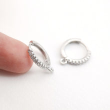 Load image into Gallery viewer, CZ Pave Earring Hoop, Gold Plated Huggie Hoop Earring with Loop, Huggie Hoops DIY Earring  Findings,Handmade Earring Supplies D0108
