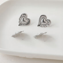 Load image into Gallery viewer, Gold Heart Earring Post, 14K Gold/Silver Nickel Free Earrings, S925 Silver Ear Pins, 20mm, Heart Shape Ear Stud with Loop JJ023