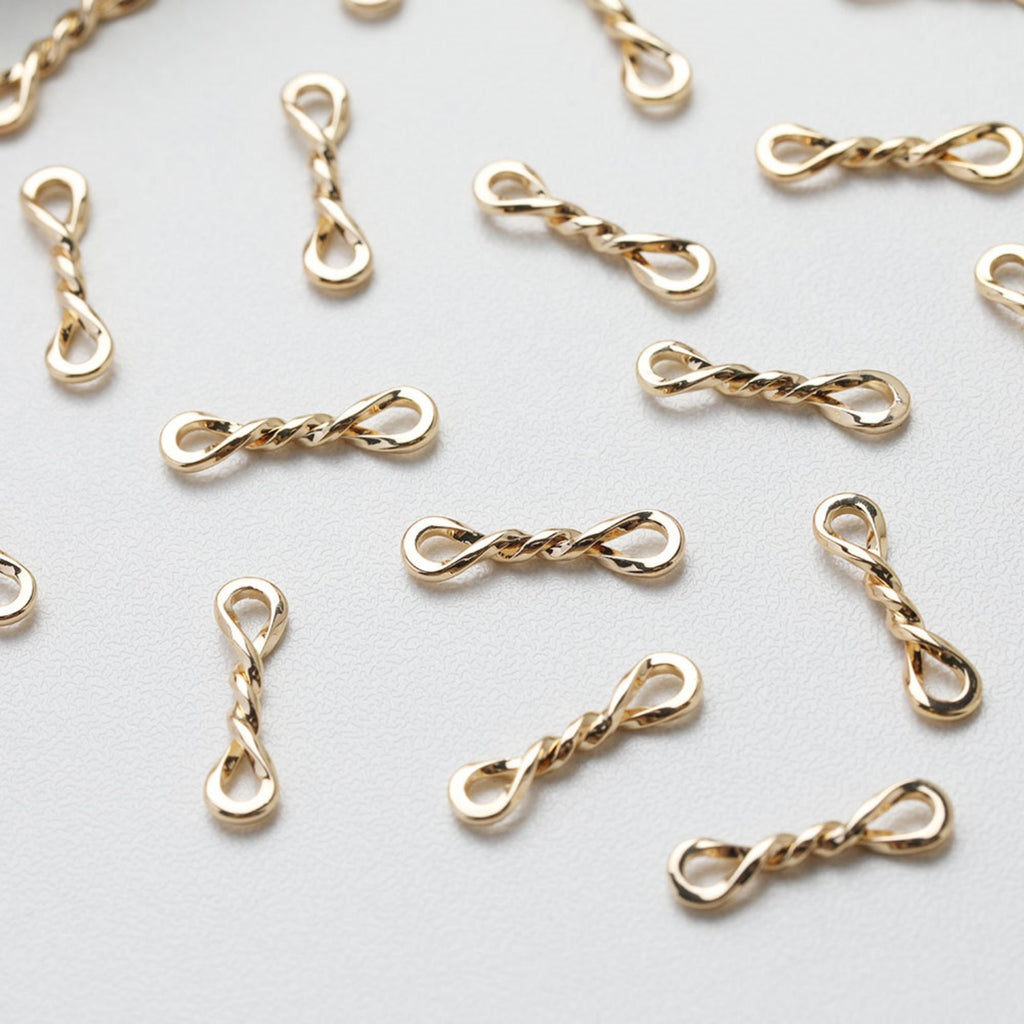 10PCS Gold Figure 8 Connectors, Twist Connector, 18K Gold Plated Link Connectors, Infinity Connector Jewelry Findings GE109