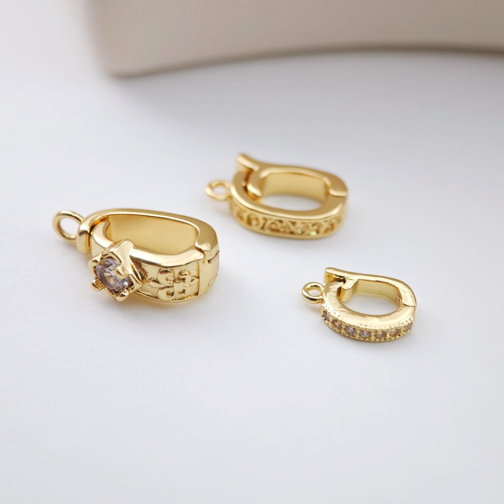 18K Gold Plated Pendant Top with Loops, Pendant Snap on Bails, Clasp Link, Jewelry Making S1156