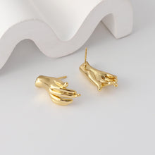 Load image into Gallery viewer, Gold Hand Earrings Post With Loop, 18K Gold Plated, Nickel Free, S925 Silver Pin,Ear Stud Hypoallergenic Earring Findings D0349