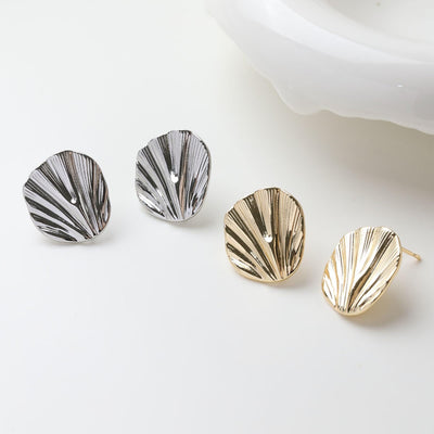 قرط أذن دائري مطوي، دبوس فضة S925، مطلي بالذهب/الفضة عيار 14 قيراطًا، خالٍ من النيكل، قرط أذن غير منتظم الشكل مع حلقة GZ728