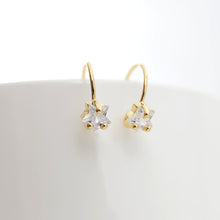 Load image into Gallery viewer, 18K Gold Plated Ear Wires, Star Cubic Pave Earring Hooks, Nickel Free, Fish Hooks, Ear Wires for Jewelry Making D0182
