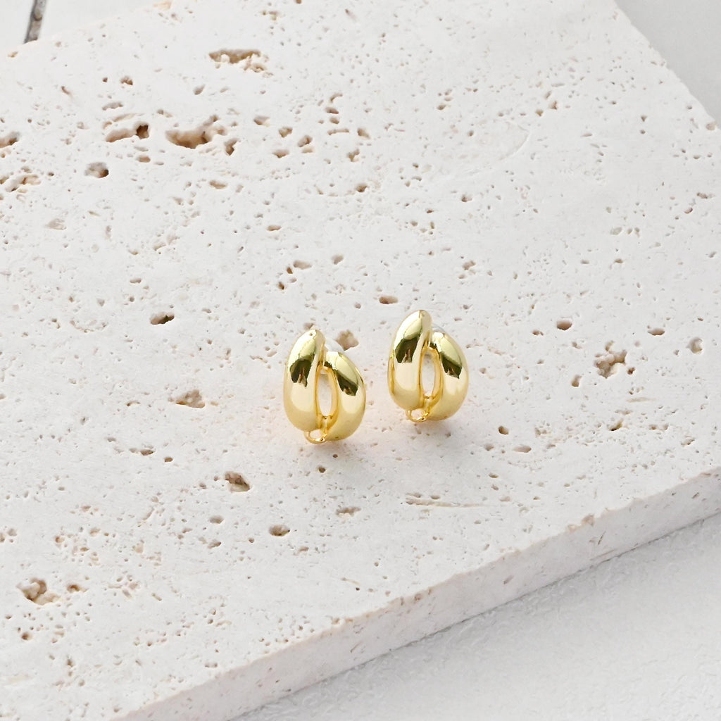C Shape Ear Post, Nickel Free, S925 Silver Pin, 14*9.6mm, 18K Gold Plated Stud Earring Finding D0441