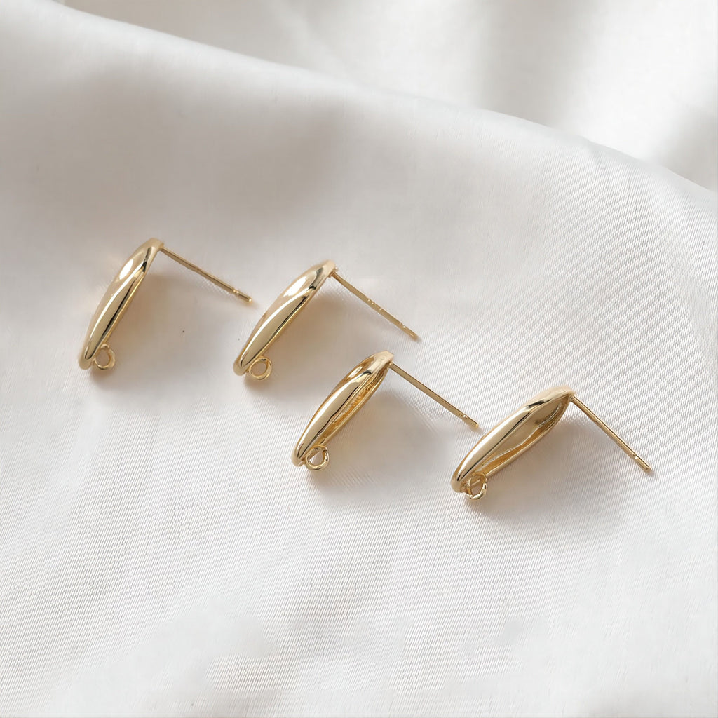Irregular Stone Ear Post With Loop, S925 Silver Ear Pin Nickel Free Earrings, Gold Ear Stud, Hypoallergenic Earring Findings JJ016-ZX7001