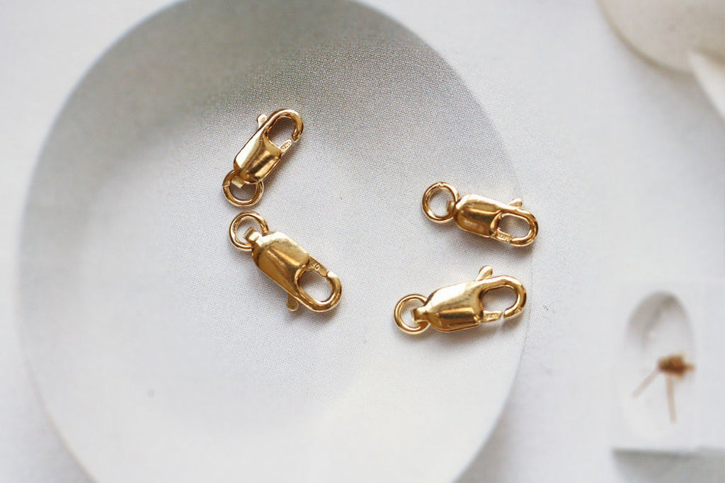 14K Gold Filled Lobster Claw Clasp, 3x8mm/4x10mm/4.5x12mm/5.2x13.5mm, Clasp with Open Loops for Necklace Bracelet Making B018