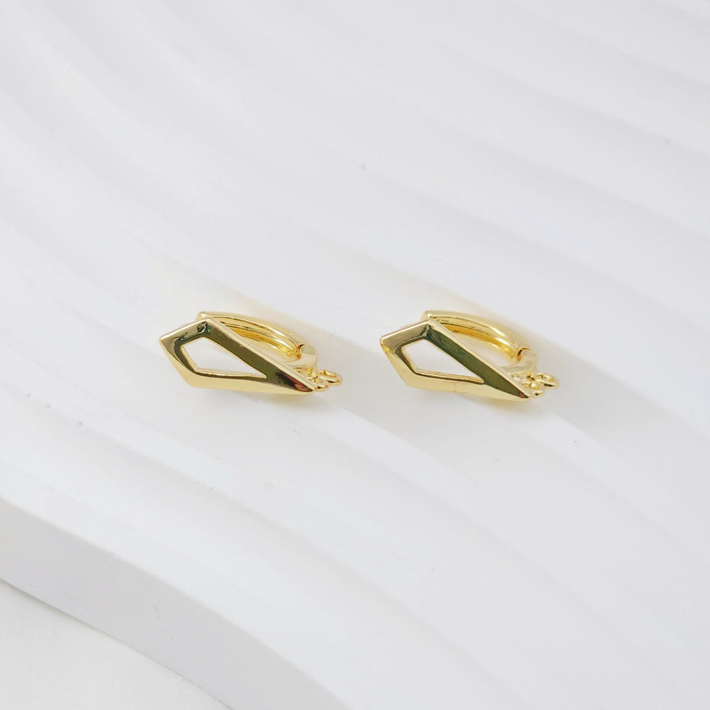 Geometric English lock with Two loops, Gold/Rhodium Plated Earring hoop, Hypoallergenic, DIY Handmade Earring Findings Supplies D0093