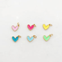 Load image into Gallery viewer, Multicolor Enamel Tiny Heart Charm, 18K Gold Plated Heart Pendant, 9mm, Necklace Bracelet Making Pendant S20389