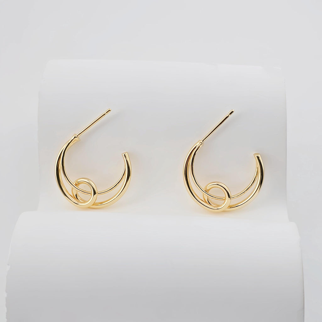 Moon Ear Post, Knot Earring Post, C Shape Ear Post, Nickel Free Earrings, Gold Ear Stud, Hypoallergenic Earring Findings ZX292