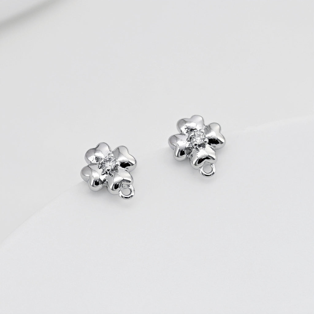 Bowtie Pave CZ Earring Post, 18K Gold/Silver Plated, S925 Silver Pin Nickel Free Earrings, Hypoallergenic Earring Findings D0399