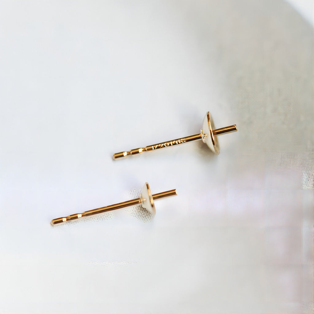 10 Pcs- 14K Gold Filled Ear Studs For Half Drilled Beads, 3mm/4mm Cup, Earring Post, Jewelry Making B038