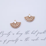 CZ Pave Fan Shape Charm, Cubic Zircon Crystal Fan Pendant, Bracelet Necklace Pendant, Gold Plated Charm, Jewelry Findings ZR001-F107