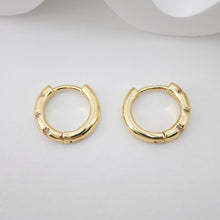 Load image into Gallery viewer, Cubic Ear Hoops Pave Crystal, 16mm, 18K Gold Plated Leverback Earrings, Huggie Hoops Earring S20267